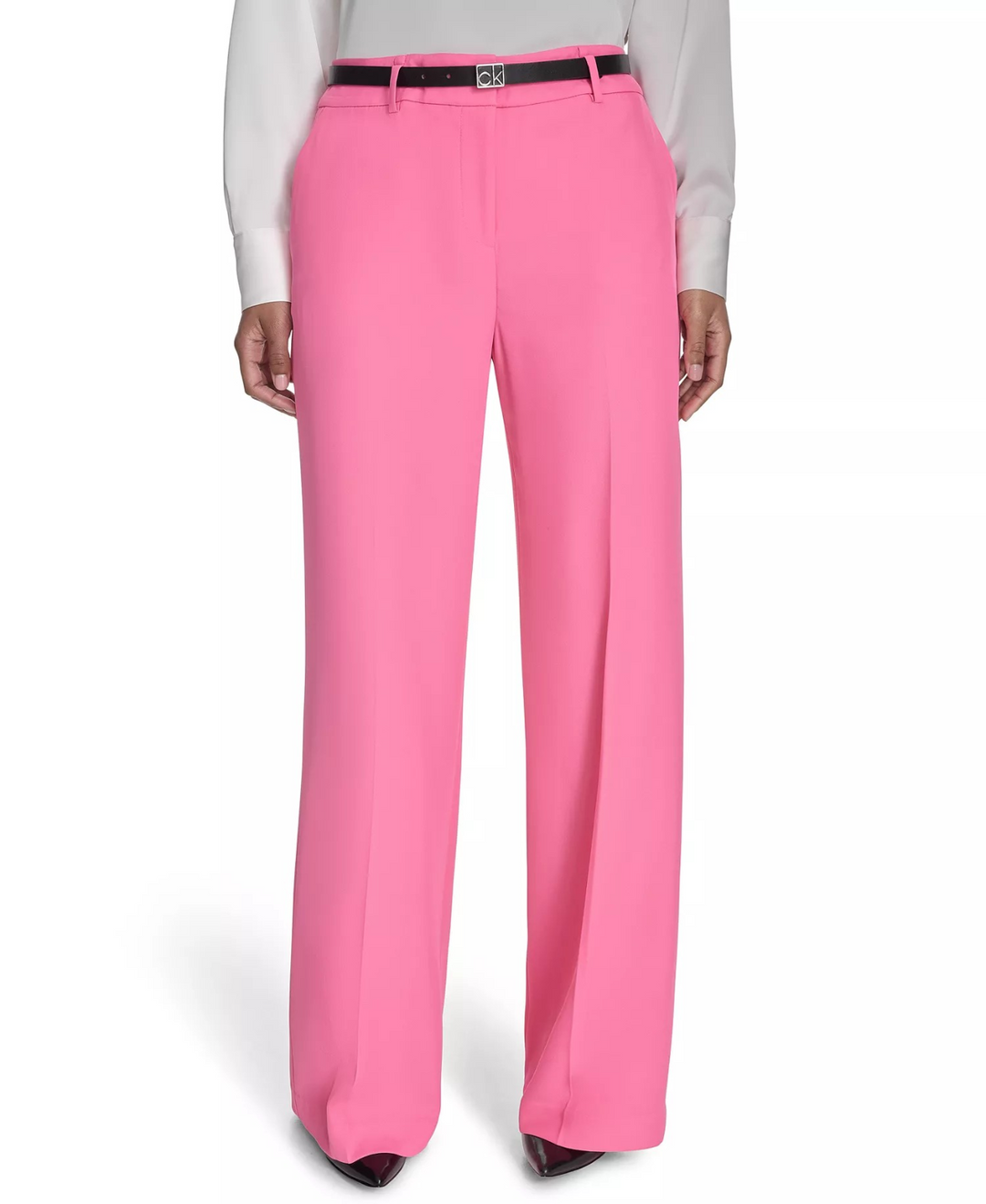 Calvin Klein Women's Wide-Leg Belted Pants MSRP $119