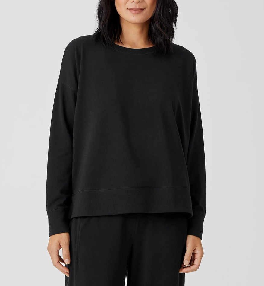 Eileen Fisher Traceable Cotton Jersey Crew Neck Top MSRP $138