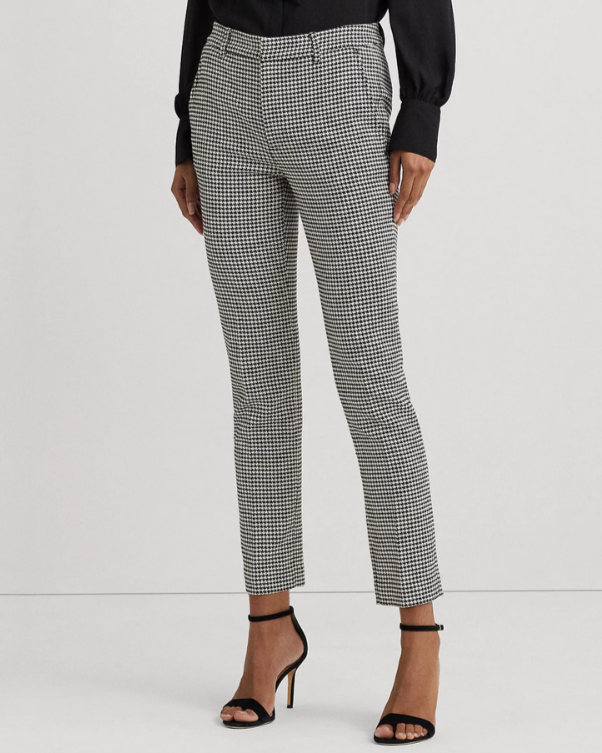Lauren Ralph Lauren Slim Houndstooth Cropped Pants MSRP $195