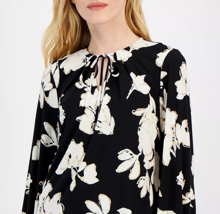 Anne Klein Women's Tie-Front Split-Neck Blouse MSRP $79