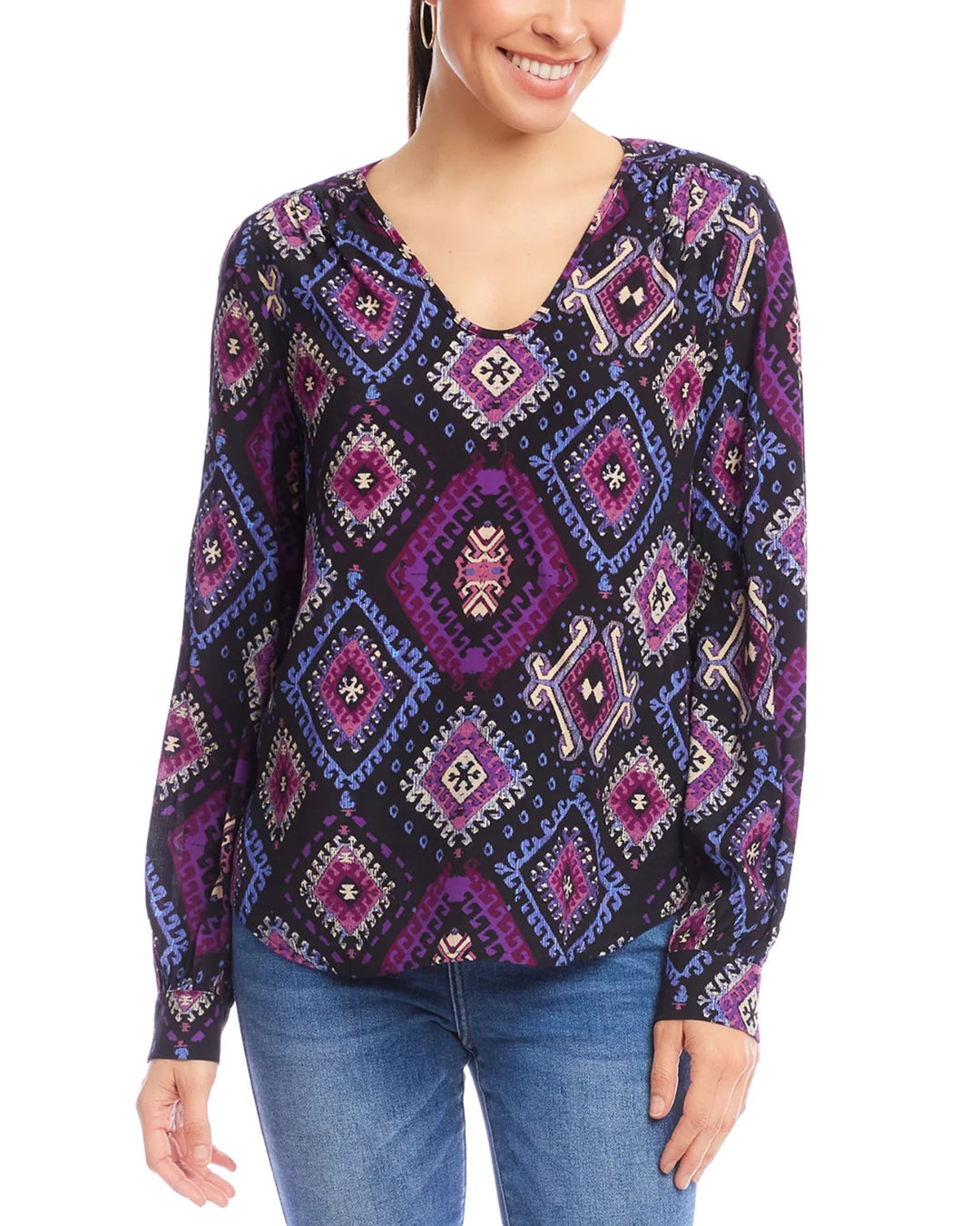 Karen Kane Shirred Blouse MSRP $138