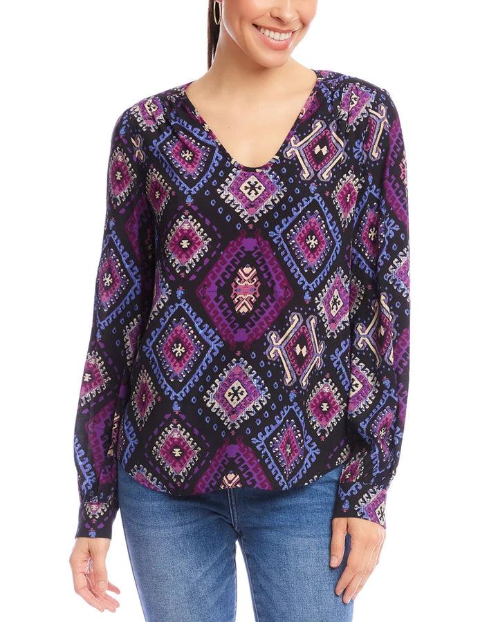 Karen Kane Shirred Blouse MSRP $138