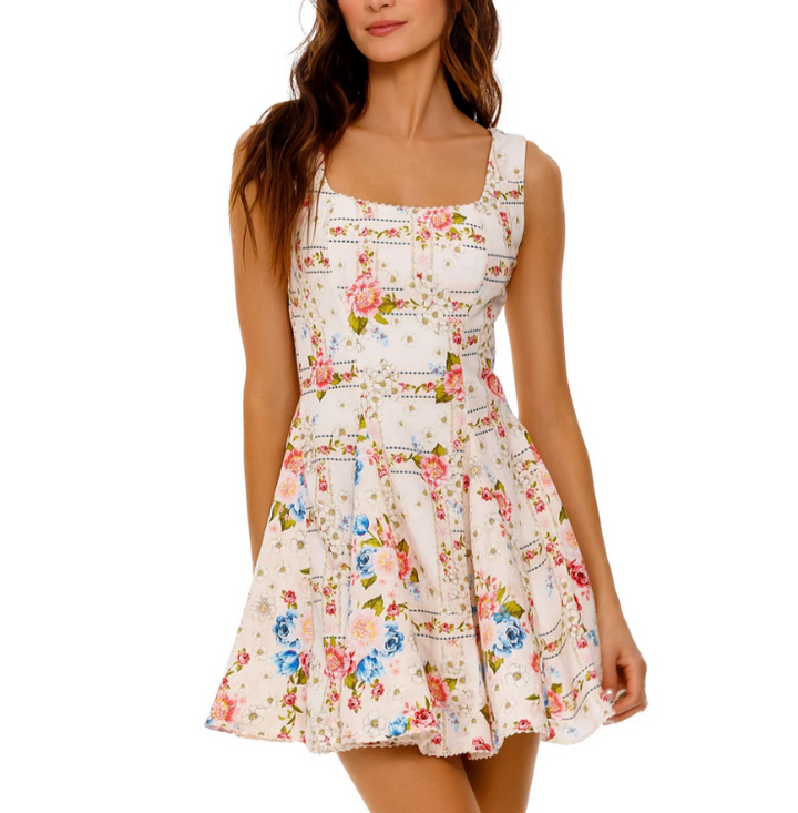 Agua Bendita Kristen Meraki Floral Mini Dress MSRP $230