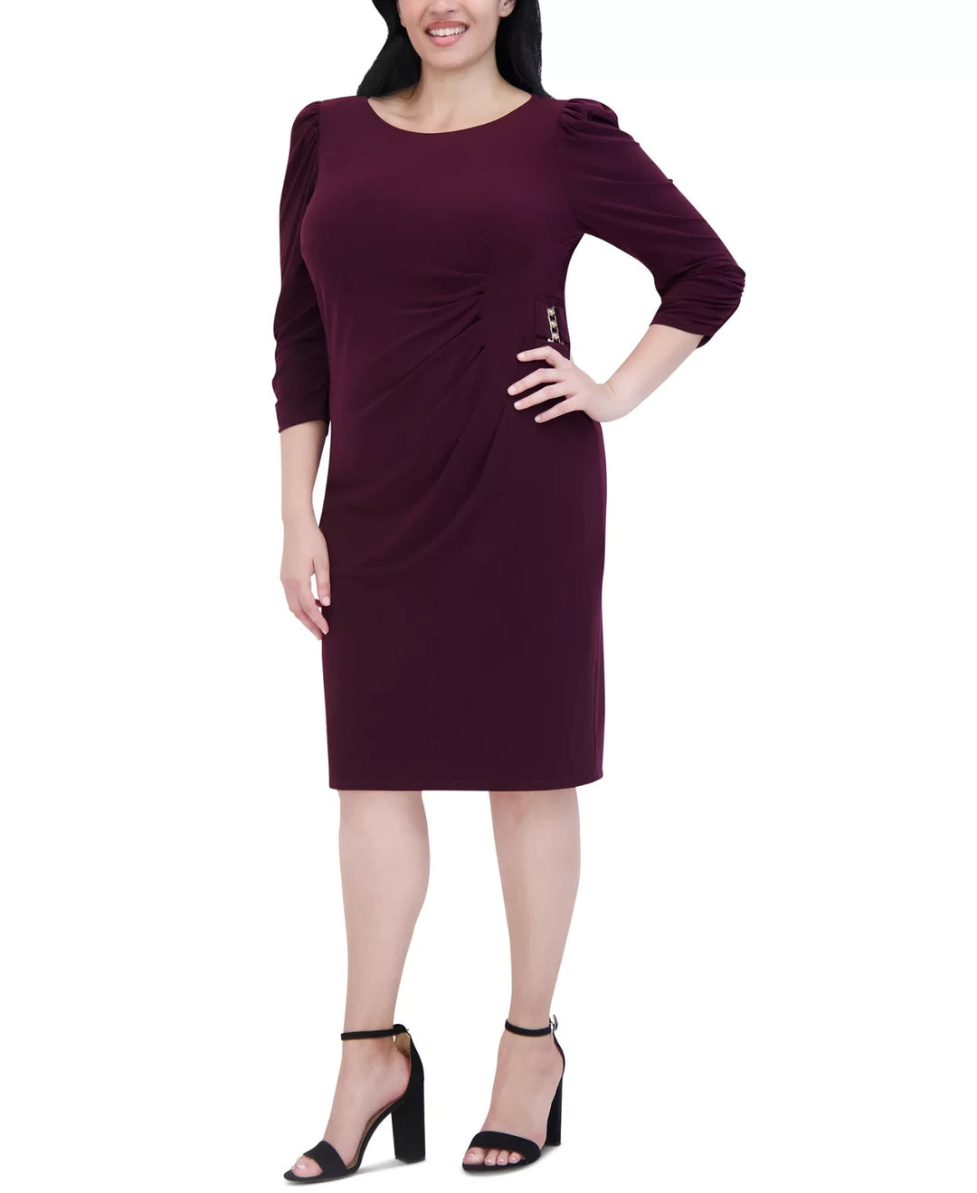 Jessica Howard Plus Size Hardware-Trim Side-Pleated Dress MSRP $109