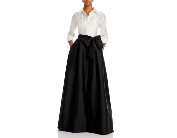 Teri Jon by Rickie Freeman Taffeta Shirt Gown MSRP $600