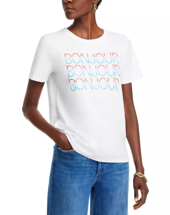 KARL LAGERFELD PARIS Bonjour Crewneck Tee MSRP $59