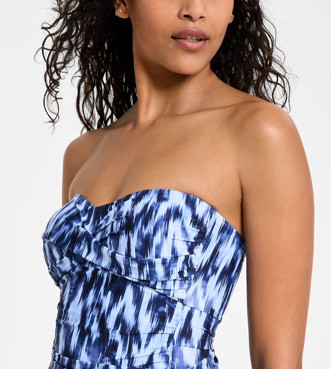Anne Cole Twist-Front Shirred Bandeau Tankini Top MSRP $68