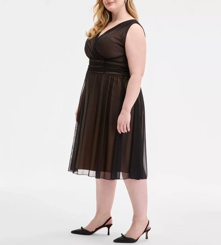 Connected Plus Size Sleeveless Chiffon Midi Dress MSRP $99