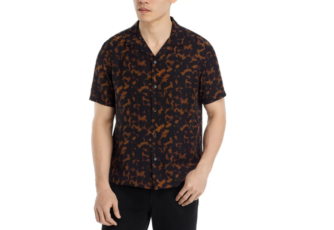 Theory Irving Tortoise Short Sleeve Button Down Shirt MSRP $195