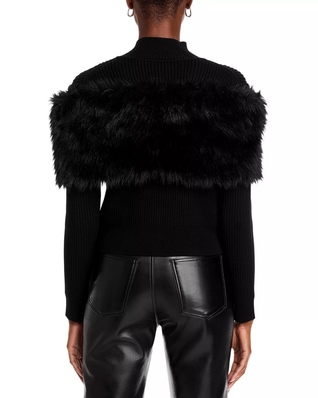Adrienne Landau Faux Fur Mock Neck Jacket MSRP $295