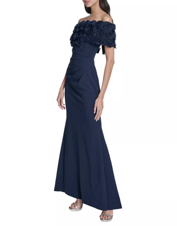 Eliza J Off-the-Shoulder Side Tuck Gown MSRP $218