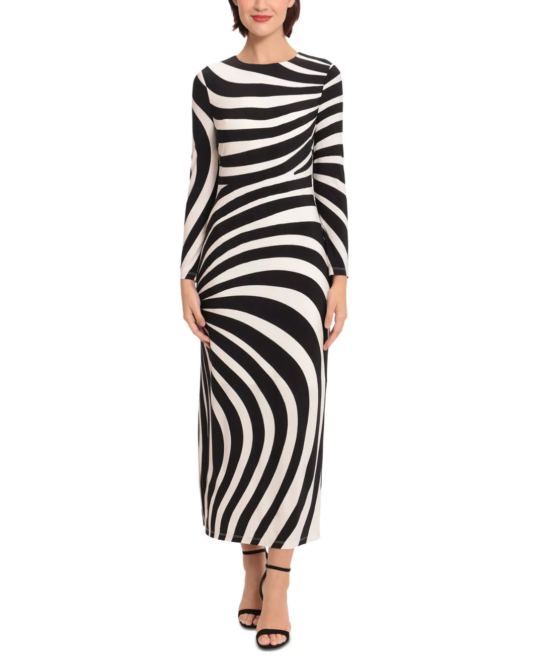 Donna Morgan Women's Printed Long-Sleeve Maxi Dress MSRP $128