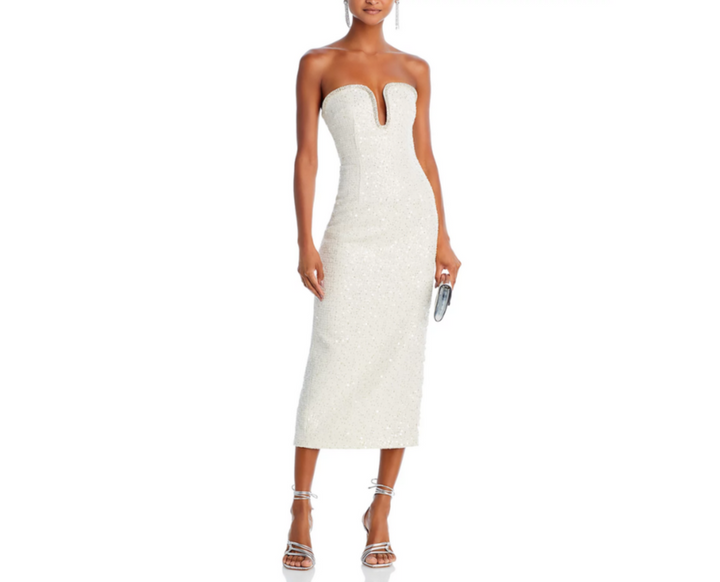 Self-Portrait Embellished Boucle Midi Sheath Dress MSRP $615