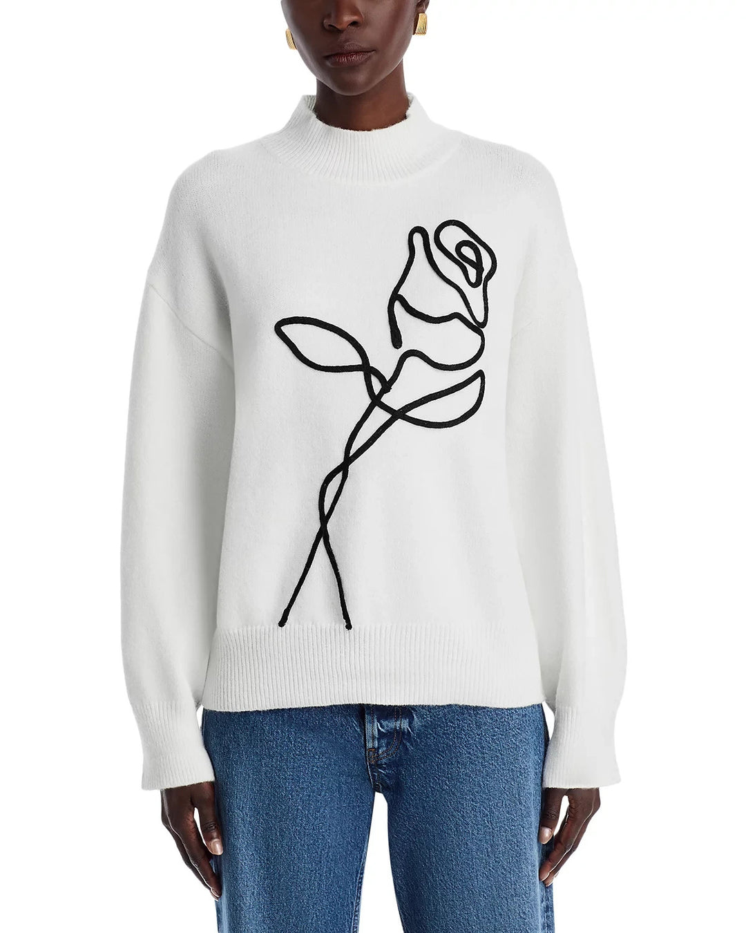 Gracia Floral Embroidered Sweater MSRP $92