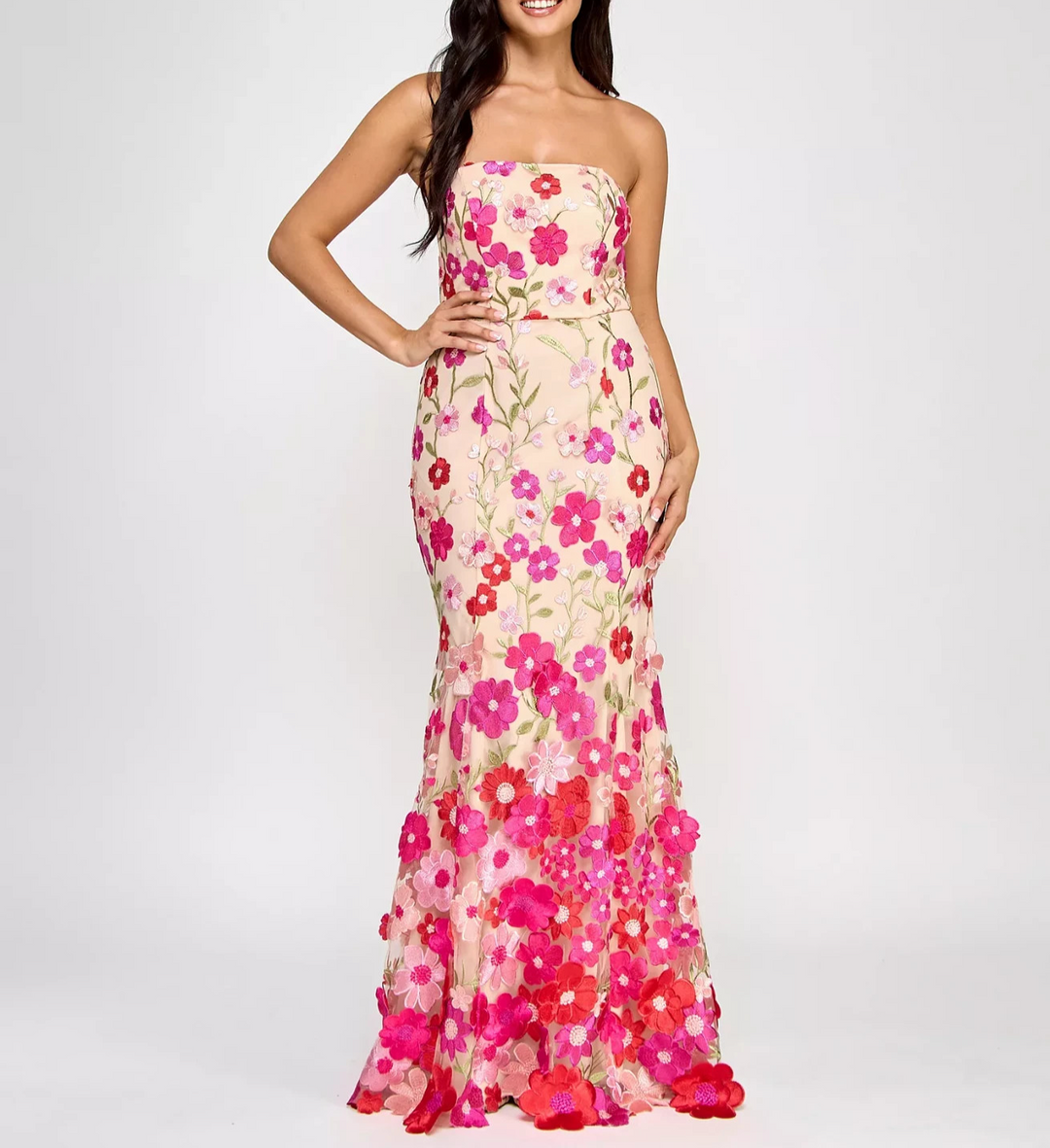 Say Yes Juniors' Embroidered 3D Floral Dress MSRP $219