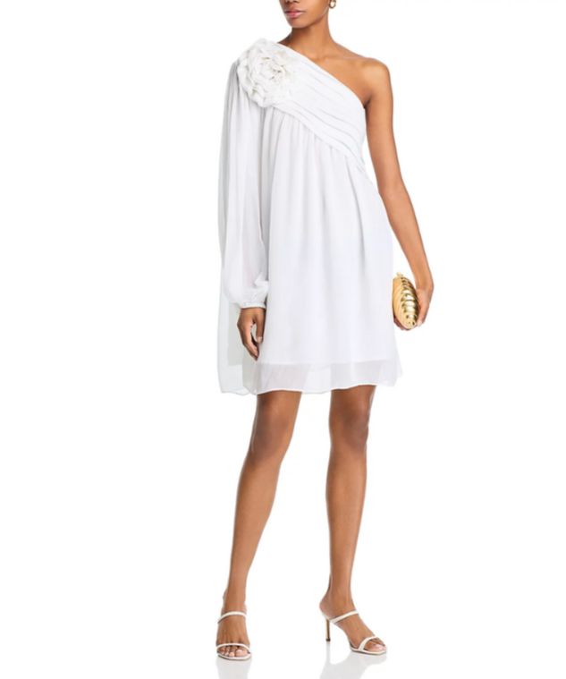 FARM Rio Off White One Shoulder Mini Dress MSRP $240