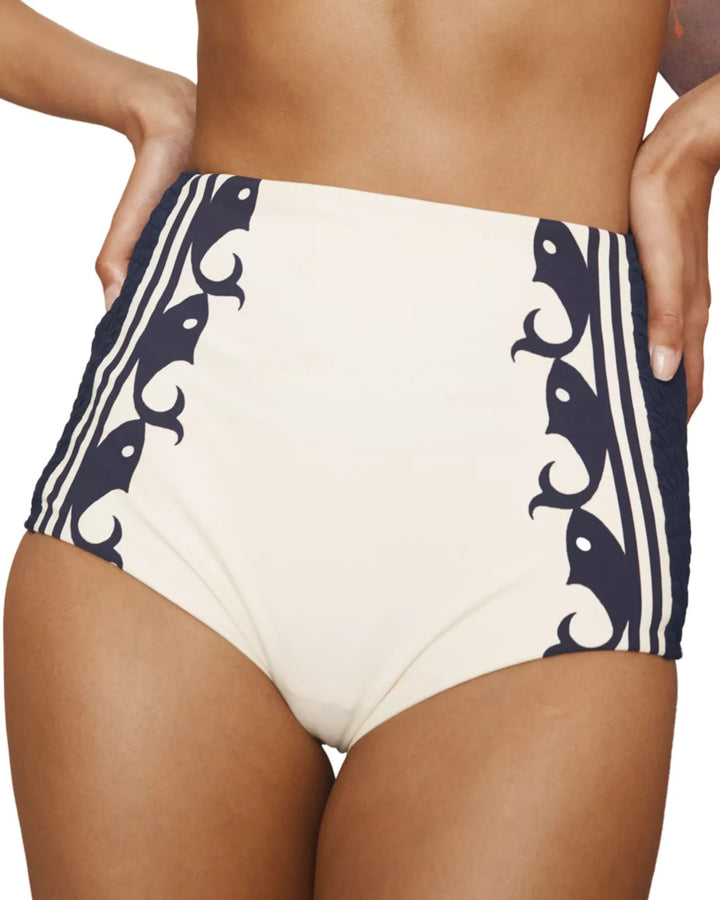 Alémais Marine Smocked Boyleg Brief Bikini Bottom MSRP $ 220