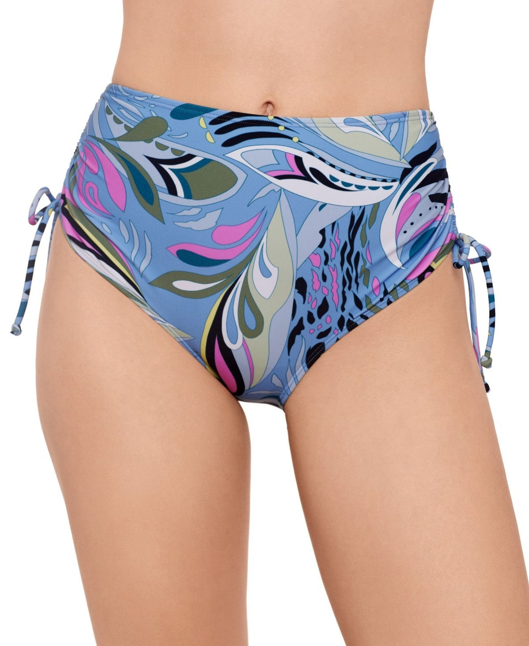 Salt + Cove Juniors' Printed Shirred High-Waist Bikini Bottoms MSRP $29