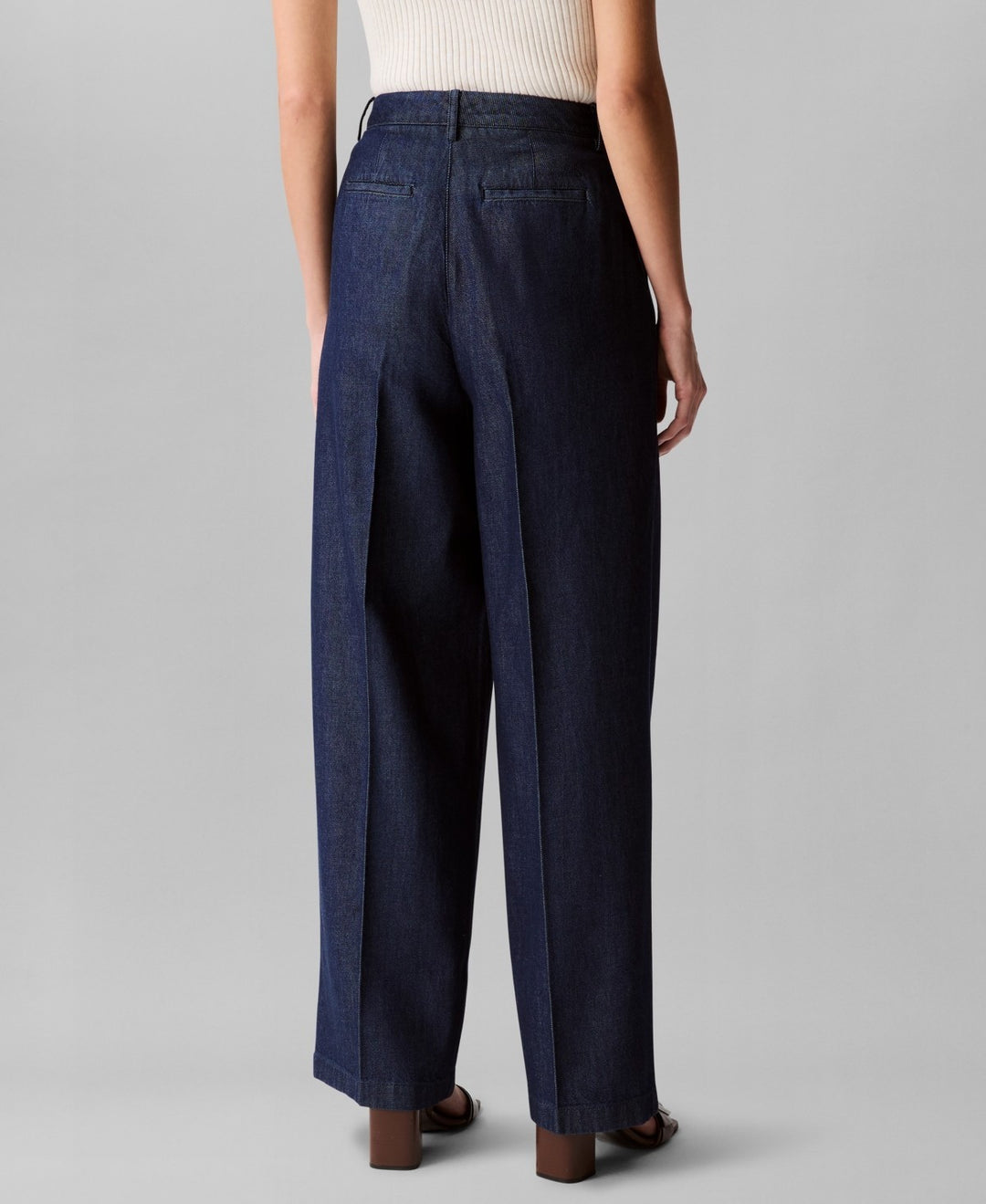 Calvin Klein Relaxed Denim Wide-Leg Trousers MSRP $119
