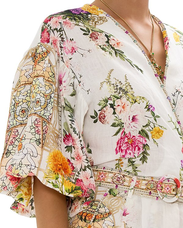 Camilla Tie Front Puffed Sleeve Top MSRP $499