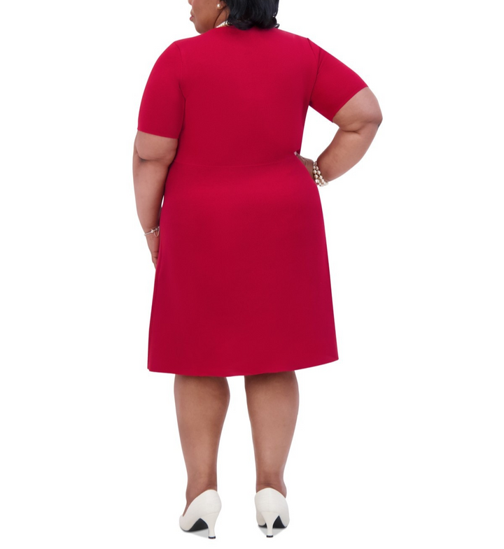 Kasper Embellished Short-Sleeve Fit & Flare Dress MSRP $119