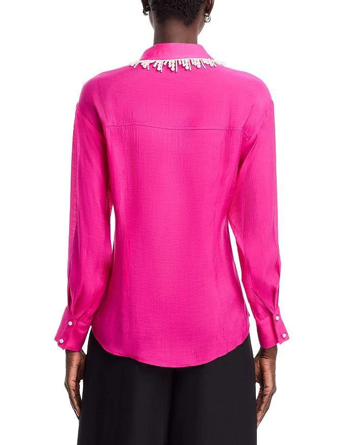 Gracia Faux Peal Trim Collar Top MSRP $108