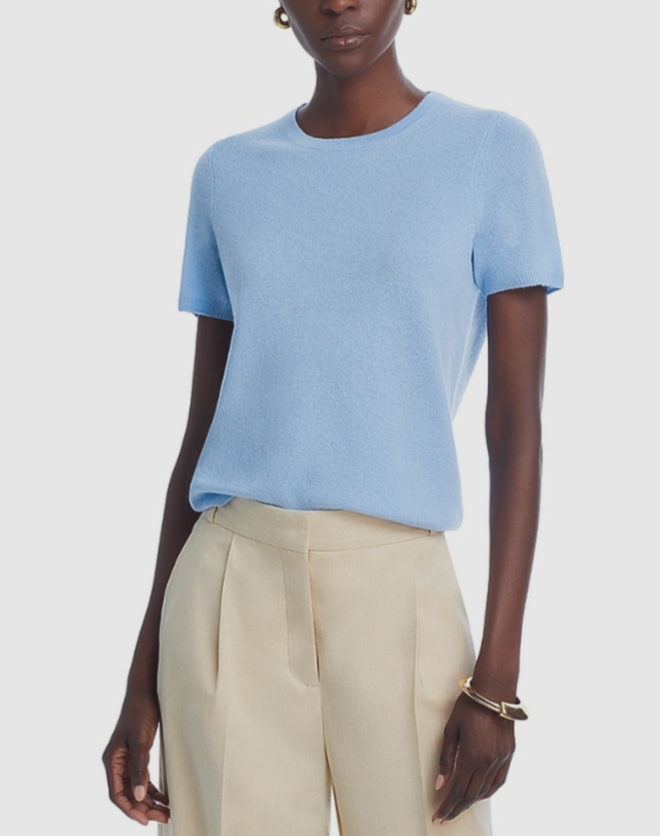 C by Cashmere Short Sleeve Crewneck Sweater MSRP $148 Bl