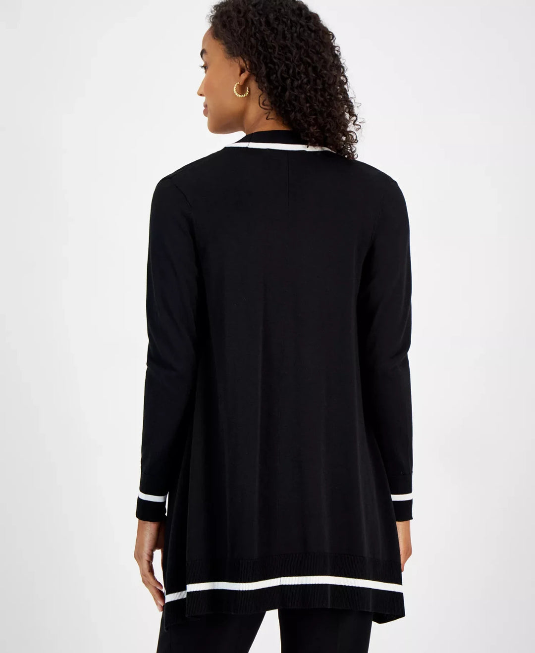 Kasper Women's Contrast-Trim Open-Front Cardigan MSRP $89