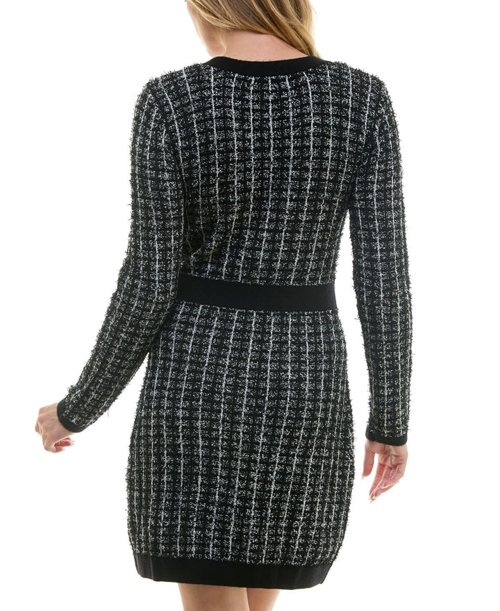BCX Round-Neck Long-Sleeve Tweed Sweater Dress MSRP $69