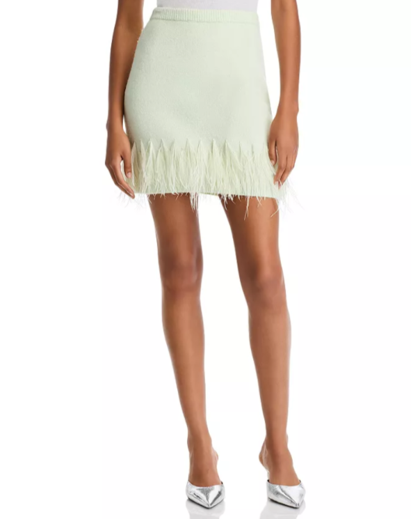 Cinq à Sept Briana Feather Trim Mini Skirt MSRP $295