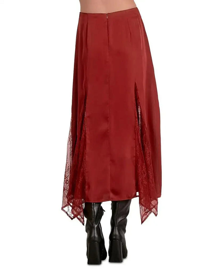 Elan Lace Trim Midi Skirt MSRP $119