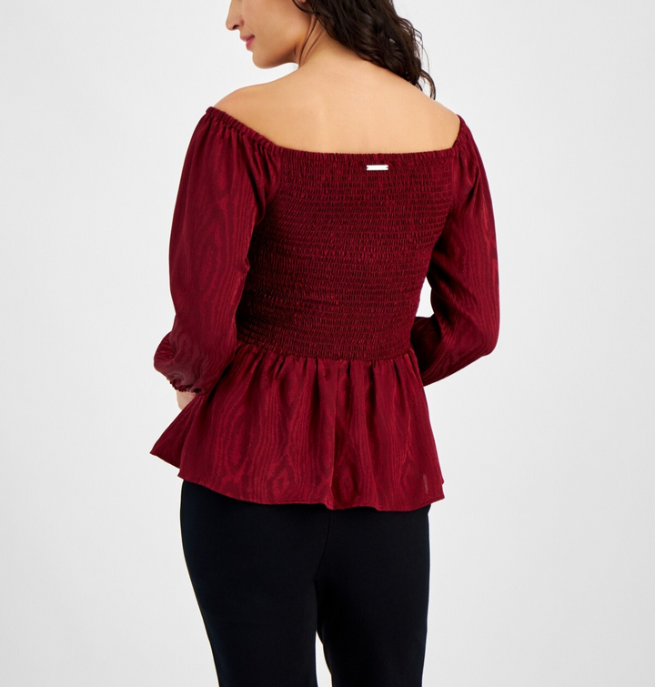 MICHAEL Michael Kors Off-The-Shoulder Smocked Top MSRP $110