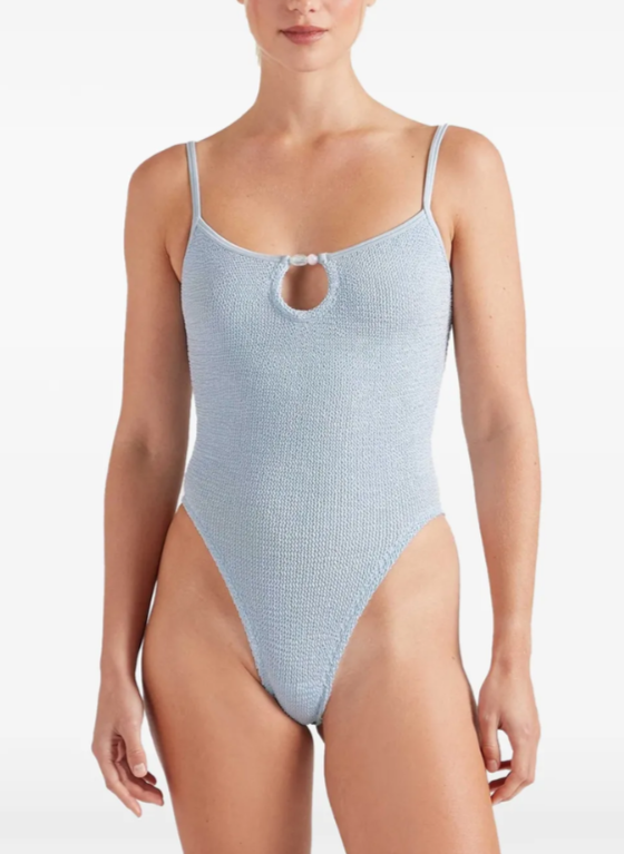 Hunza G Mia Beaded One Piece Swimsuit MSRP $285