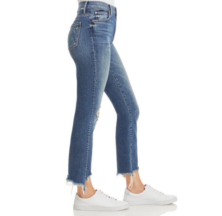 MOTHER The Insider High Rise Crop Step Fray Bootcut Jeans MSRP $248