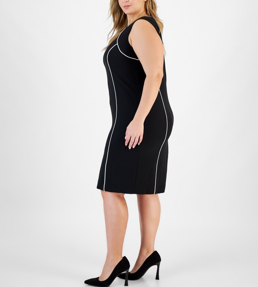 Kasper Plus Size Tipped Sleeveless Sheath Dress MSRP $99