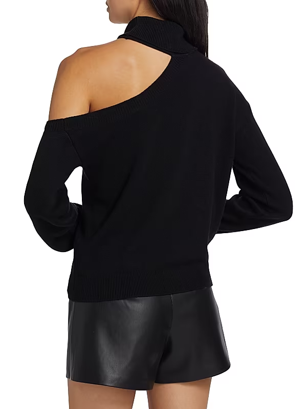 L'Agence Brixie One Shoulder Turtleneck Sweater MSRP $395