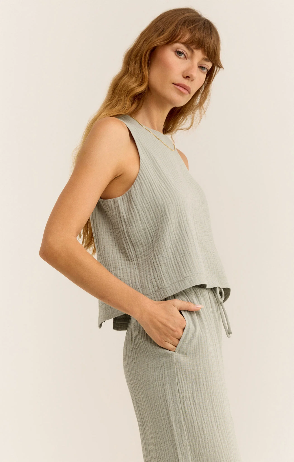 Z SUPPLY Women's Beau Gauze Top Pale Jade