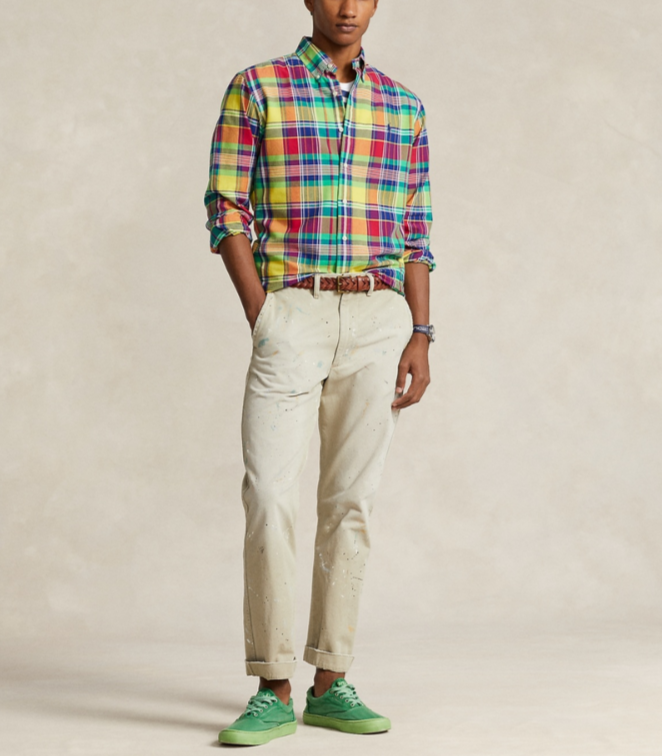 POLO Ralph Lauren Classic-Fit Plaid Oxford Shirt MSRP $125