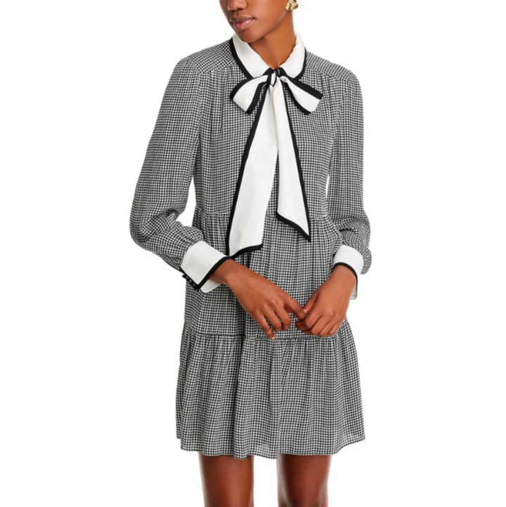 Alice and Olivia Carol Tie Neck Mini Dress MSRP $550