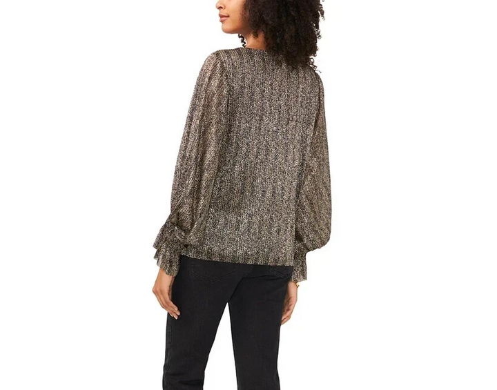 Vince Camuto V-Neck Long-Sleeve Smocked-Cuff Blouse MSRP $79