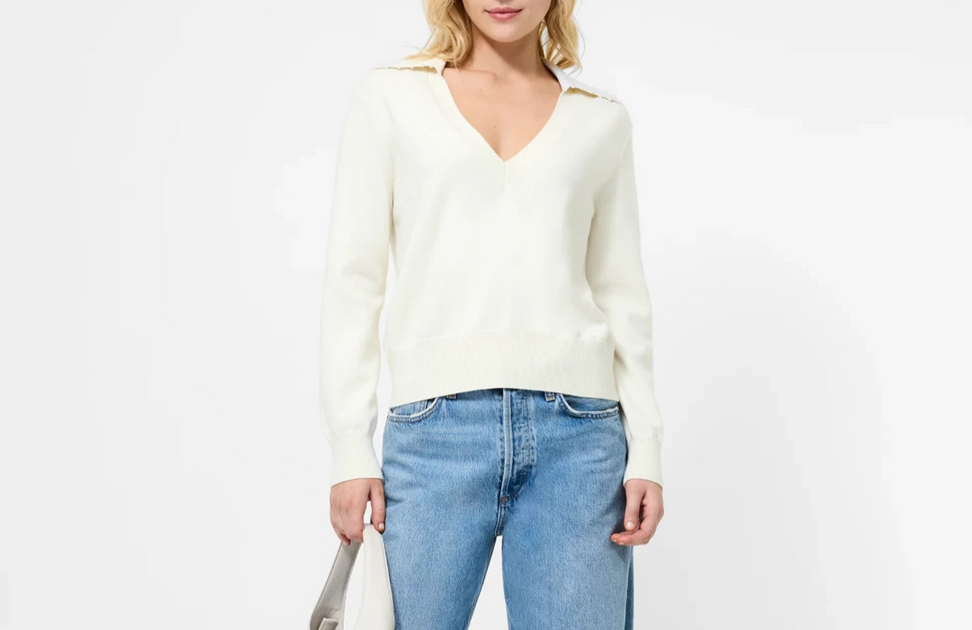French Connection Sloane Pearl Collared Sweater MSRP $138