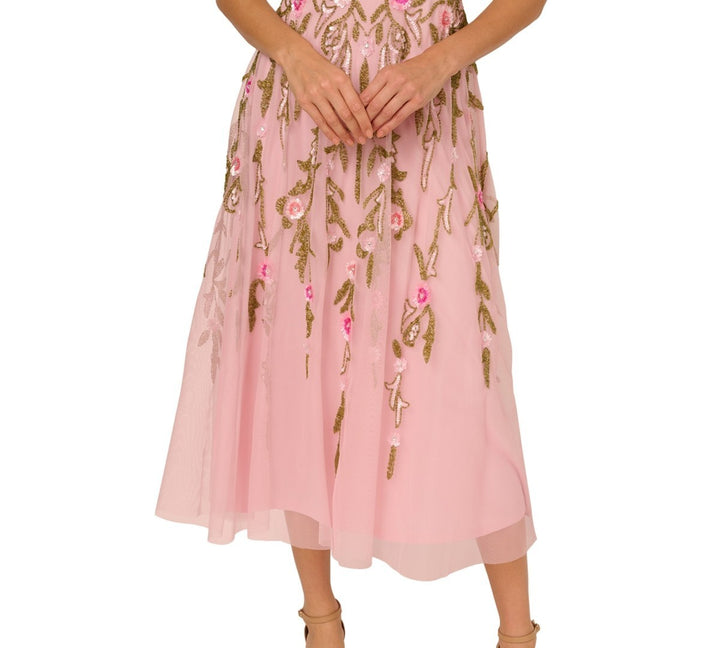 Adrianna Papell Women's Beaded Fit & Flare Dress MSRP $329