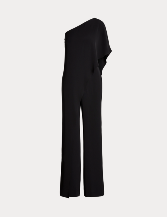 LAUREN Ralph Lauren Cape Georgette One-Shoulder Jumpsuit MSRP $265