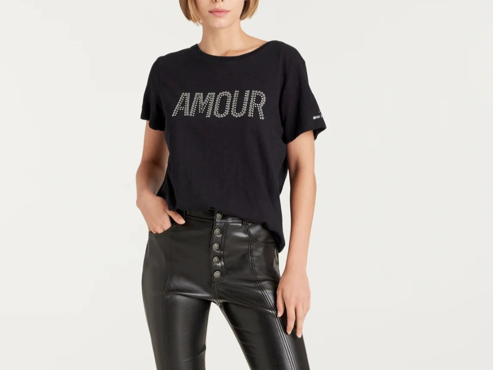 Cinq a Sept Grommet Amour Short-Sleeve Cotton T-Shirt MSRP $185