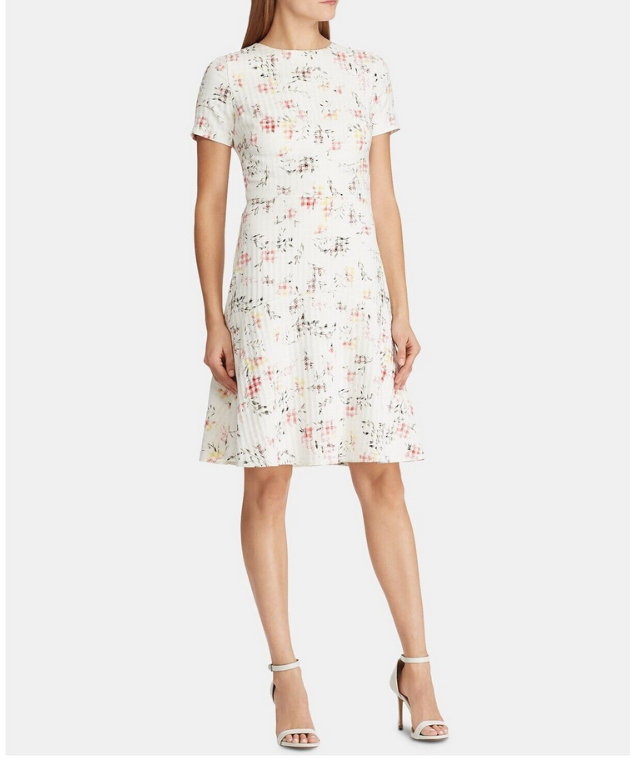 LAUREN Ralph Lauren Printed Fit & Flare Dress MSRP $165