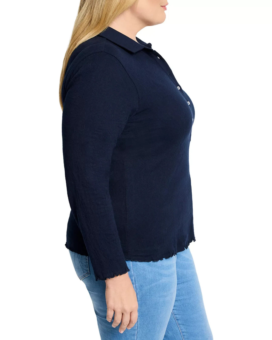 NIC+ZOE Plus Lace Knit Collared Top MSRP $128