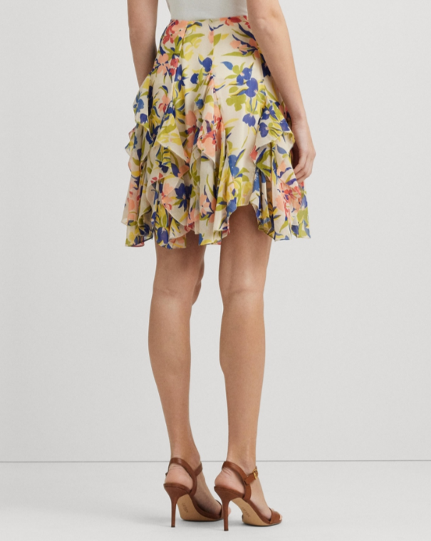Lauren Ralph Lauren Ruffled Floral Miniskirt MSRP $185