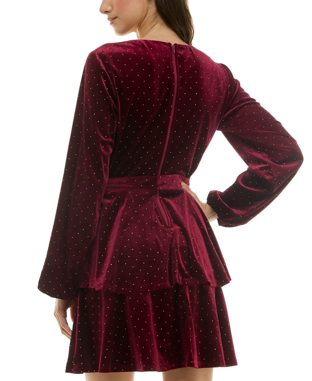 Trixxi Juniors' Velvet Rhinestone Mini Dress MSRP $ 59