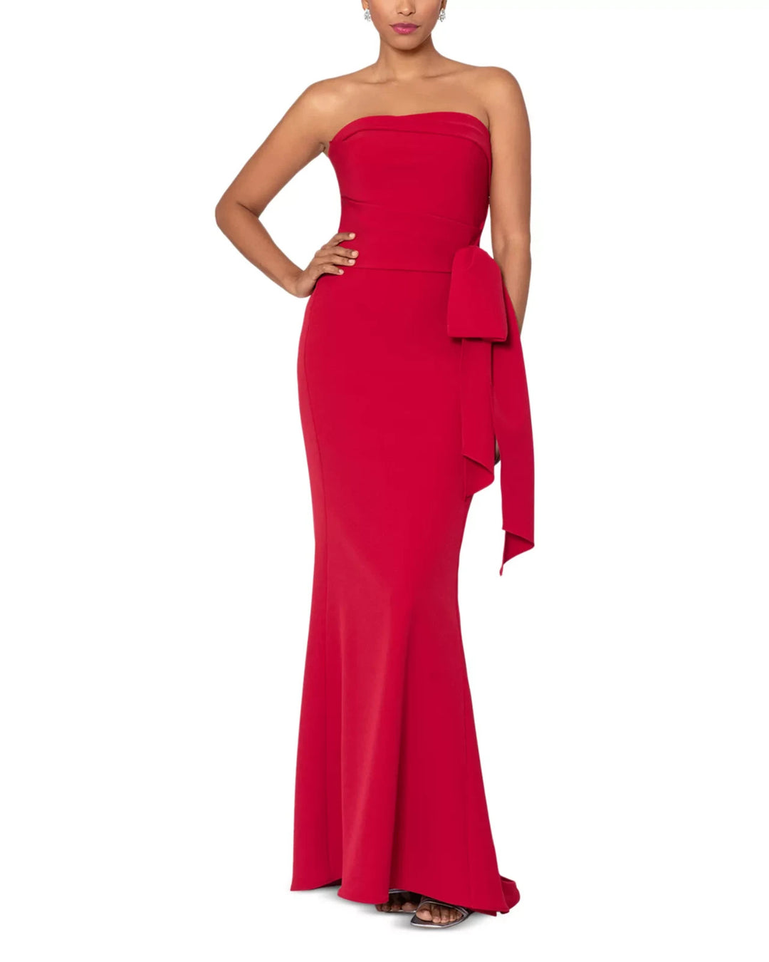AQUA Strapless Scuba Bow Gown MSRP $288