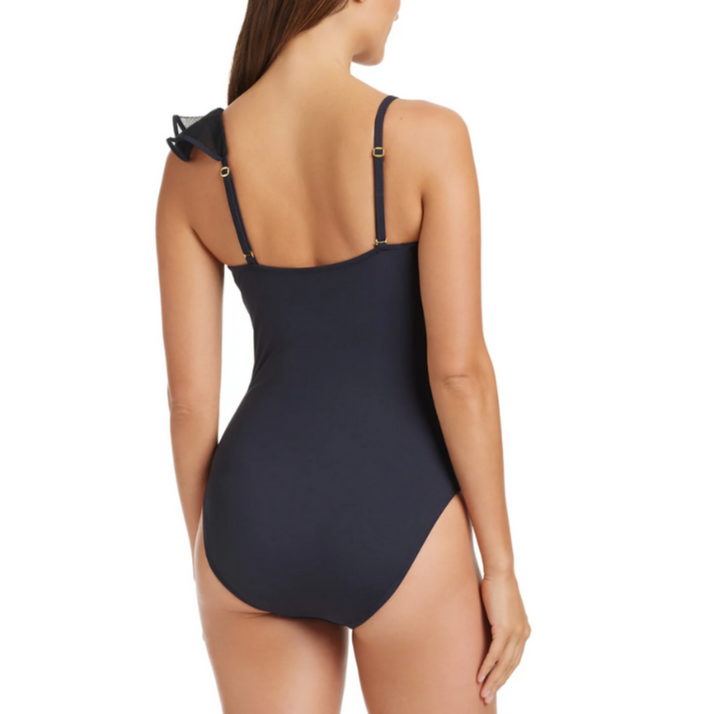 Bleu by Rod Beattie Ruffle-Trimmed One-Piece Swimsuit MSRP $119